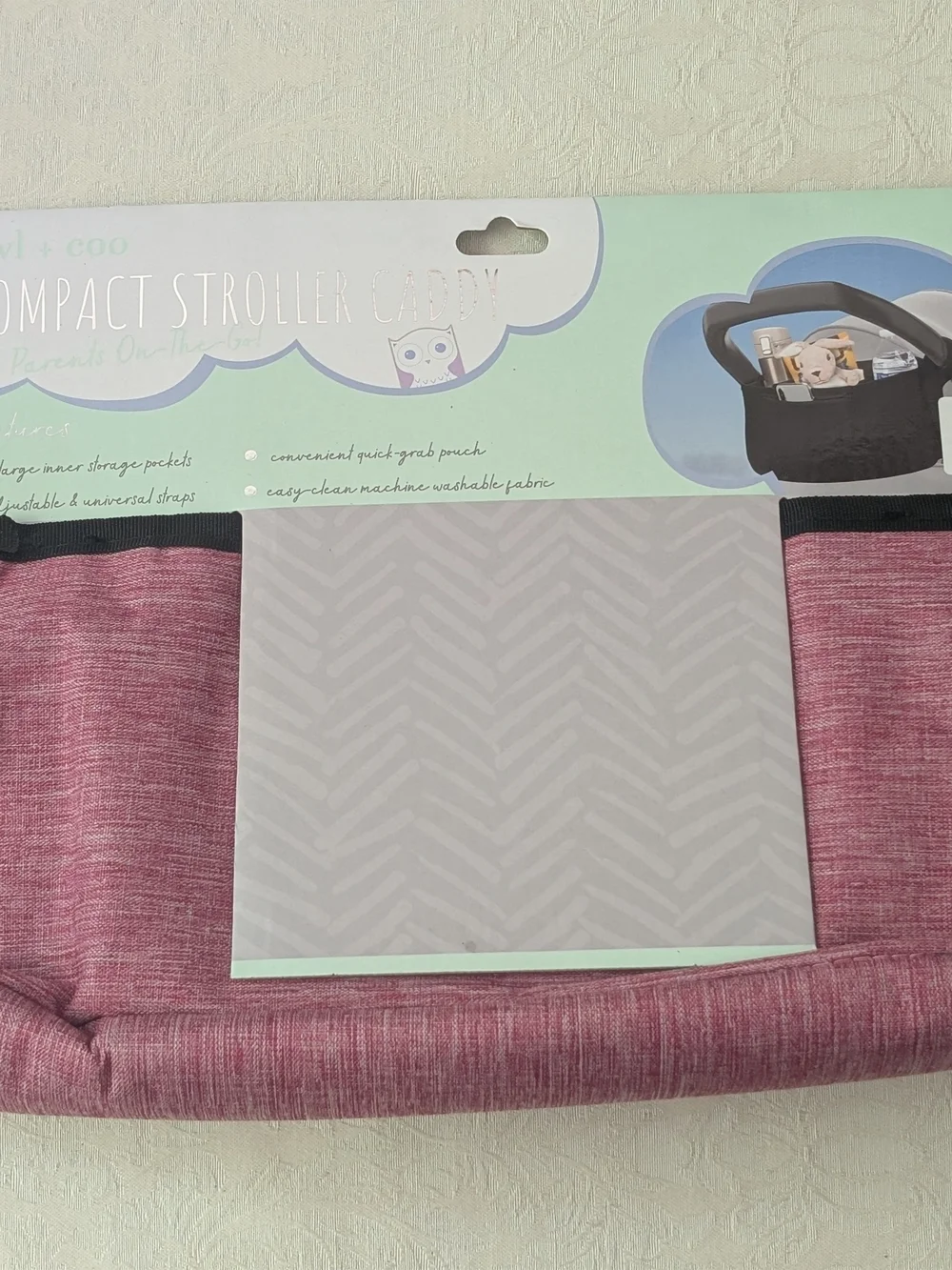 owl + coo Compact Stroller Caddy Organizer Pink/Black BB0007-PKA